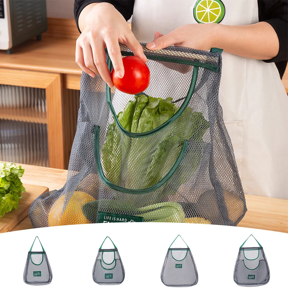 

Kitchen Storage Bag Multifunctional Large Capacity Hollow Breathable Mesh Bag Fruit Vegetable Storage Bag Portable Kitchen Wall