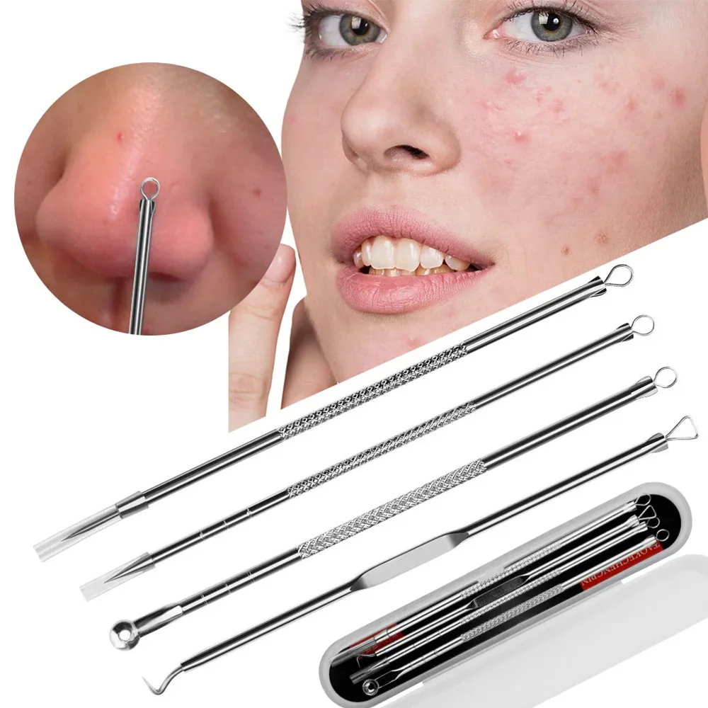 Blackhead Acne Remover Set 4-Piece Acne Needle Double-Head Needle Pore Cleaner Tool