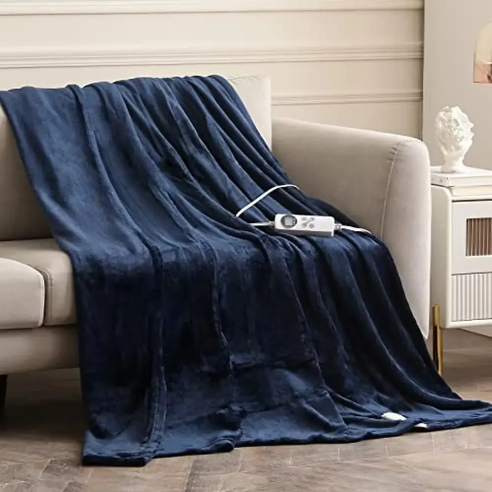 Electric Heated Blanket Twin Size 1-12hrs Timer Auto-Off 10 Heating Levels Double-Sided Flannel Adjustable Flexible