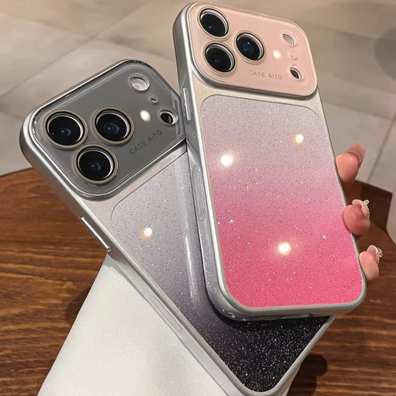 Luxury Gradient Glitter Phone Case With Camera Lens Protection_voghion.com