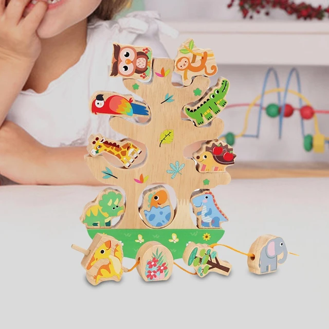 Jouets empilables en bois Balance nights, blocs de construction, jouets à  enfiler, jouets Montessori pour les tout-petits - AliExpress