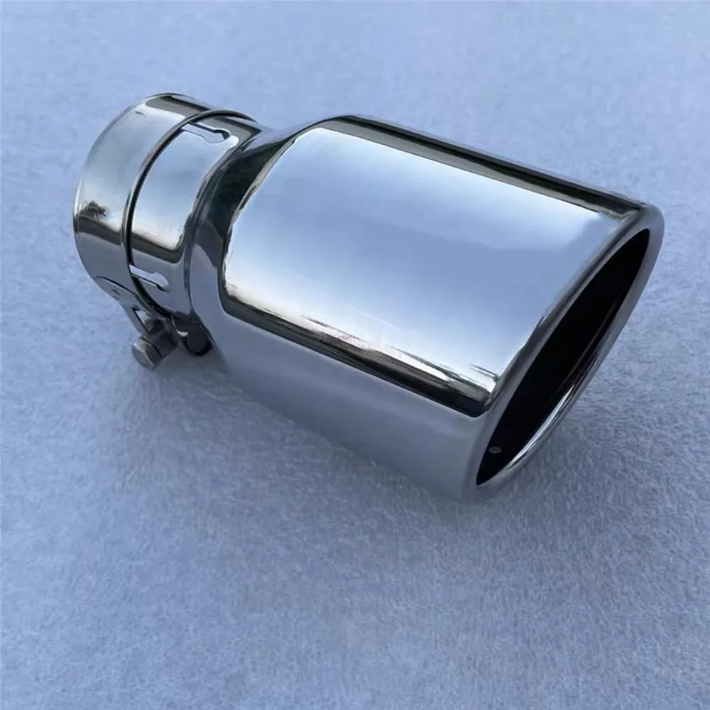 3 inch Exhaust Muffler 76MM IN 101MM OUT Exhaust Pipe 20cm long Tips Sliver