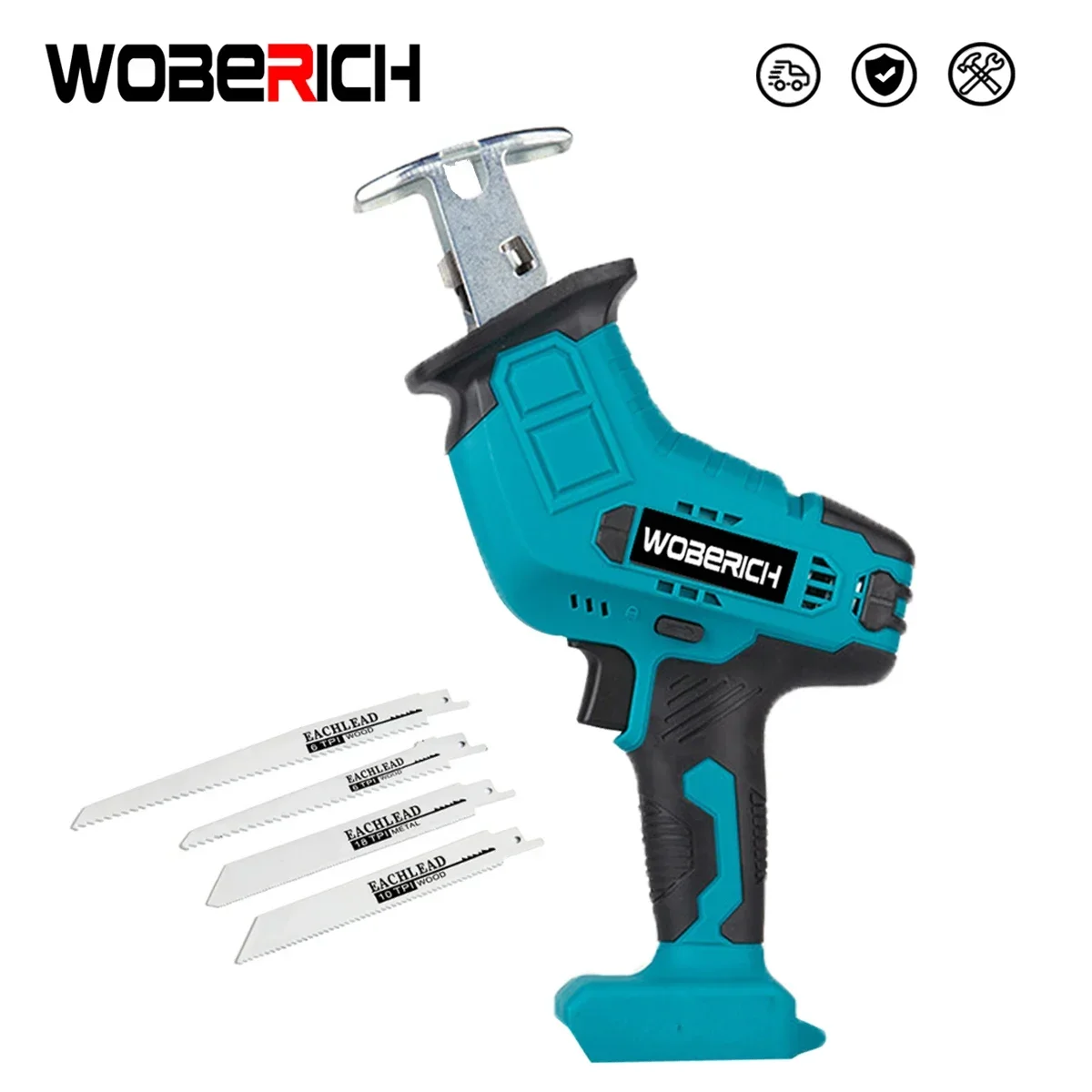 

WOBERICH Cordless Reciprocating Saw Electric Rechargeable Chainsaw Metal Wood Cutting Machine Power Tools For Makita 18V Battery