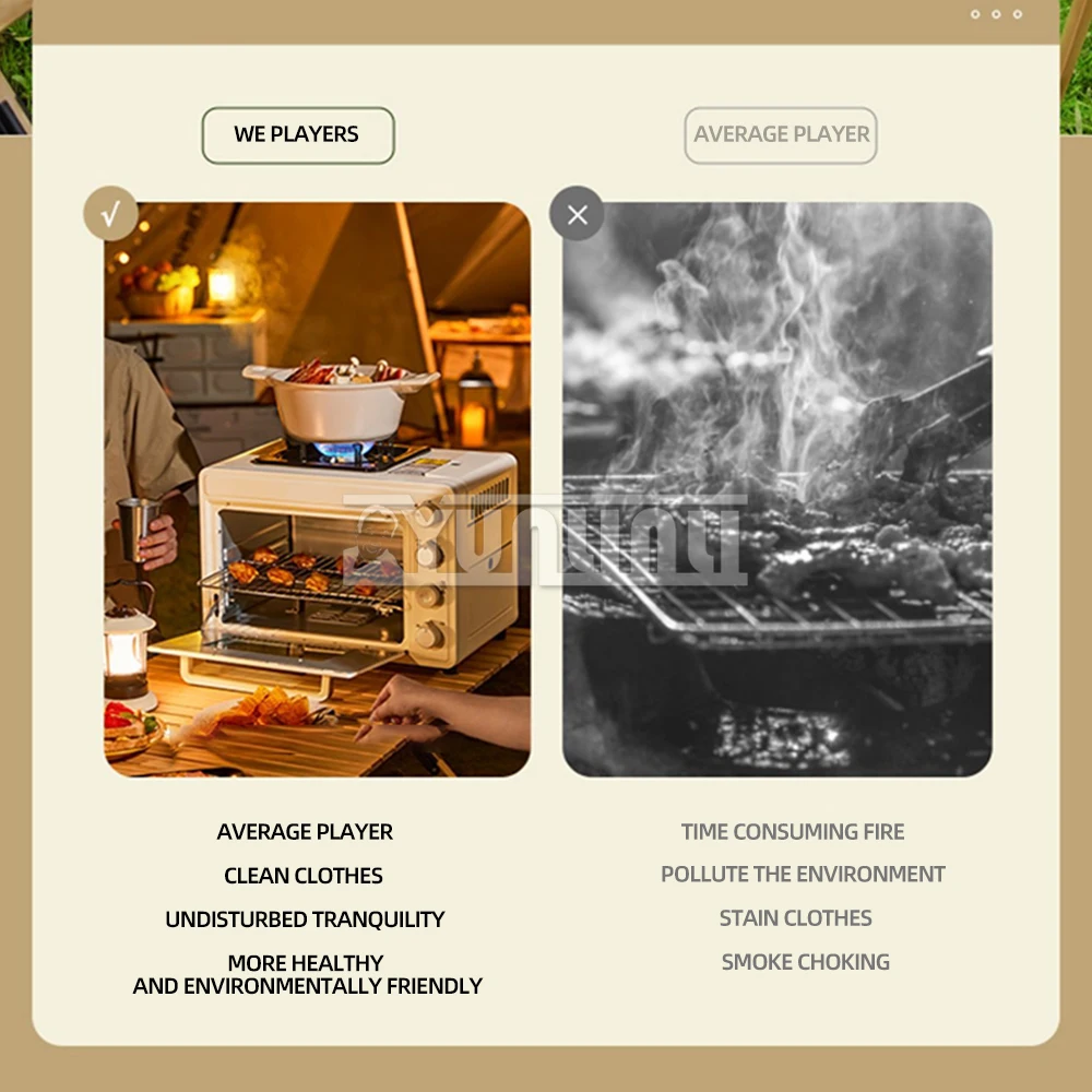 Household multi-functional outdoor gas pizza oven, 2-in-1 card oven, portable small baking oven 3