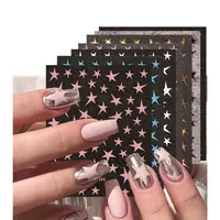 1/4 PCS 3D Metal Silver Golden Starburst  Nails Stickers Manicure French Nail Art Decoration Decal Y2K Nail Art Tips Nail Charm 1