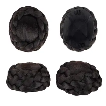 Chignon sintetico intrecciato con clip, accessorio per capelli da sposa, chignon finto vintage per acconciature a coda di cavallo da donna, ideale per Cheongsam