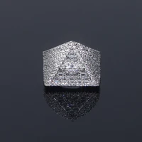 New Arrived Iced Out Bling Men Finger Jewelry Hip Hop Geometric Triangle Evil Eye CZ Rings 1