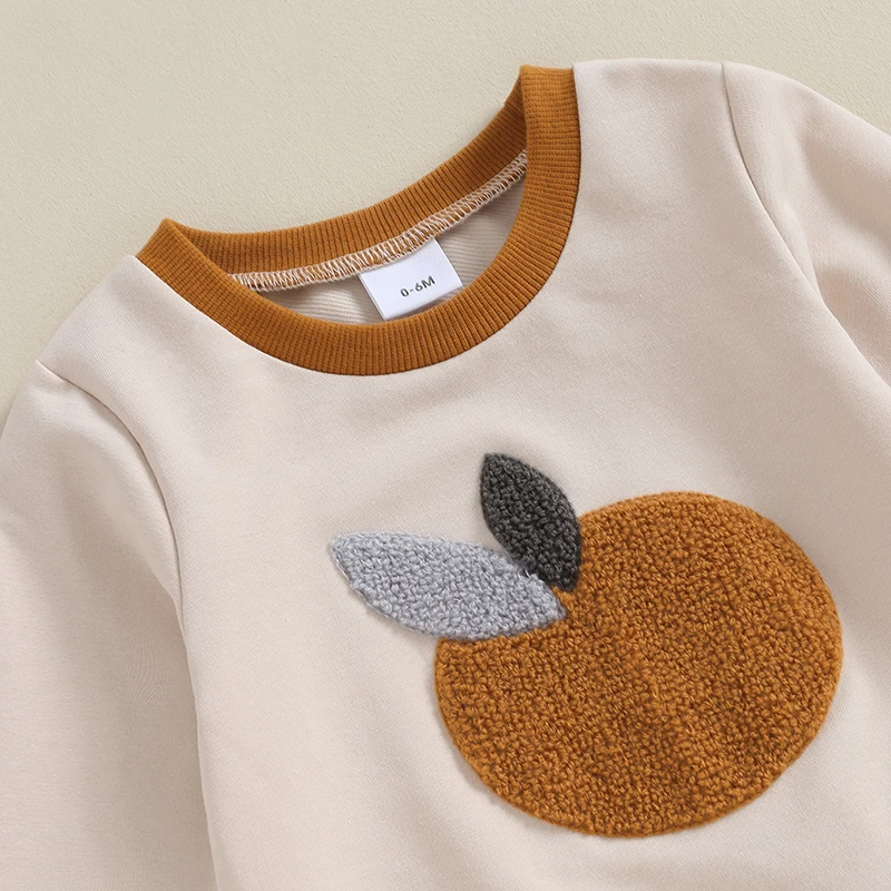 

Комплект детских брюк с длинным рукавом и круглым вырезом, оранжевый свитшот с эластичным поясом, спортивные штаны, комплект из 2 предметов для девочек и мальчиков