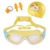 Children's Swimming Goggles Boys and Girls Anti-Fog Swimming Goggles Large Frame Goggles One-Piece Earplugs Nose Clip Swimming C 3