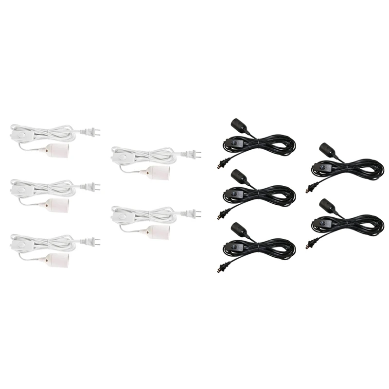 

5-Pack Pendant Lamp Cord Set 15Ft Extension Hanging Light Cord Light Bulb Socket With Switch, UL Listed US Plug