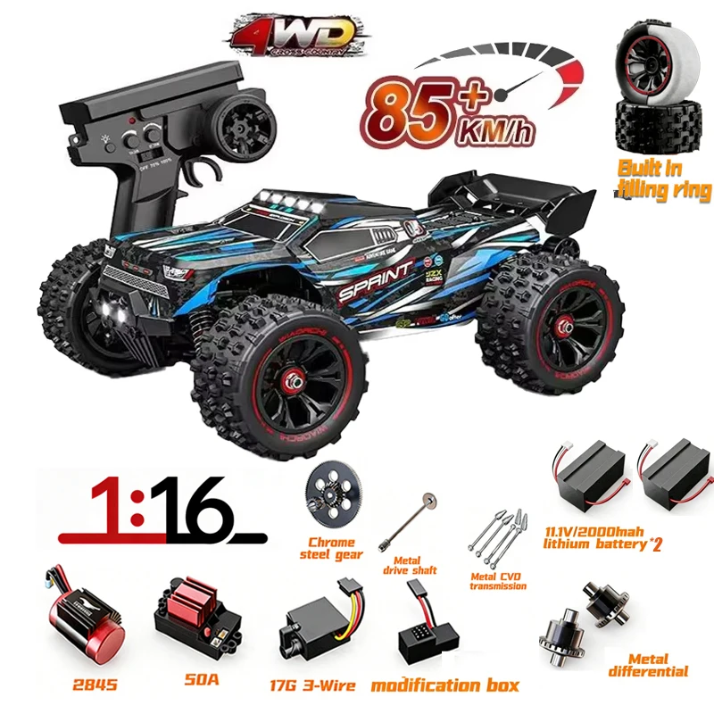 MJX 하이퍼 TS 9522 프로 RC카 브러시리스 4륜구동 고속 85km/h 무선 조종 오프로드 트럭 (대형 휠, 간편 제어)