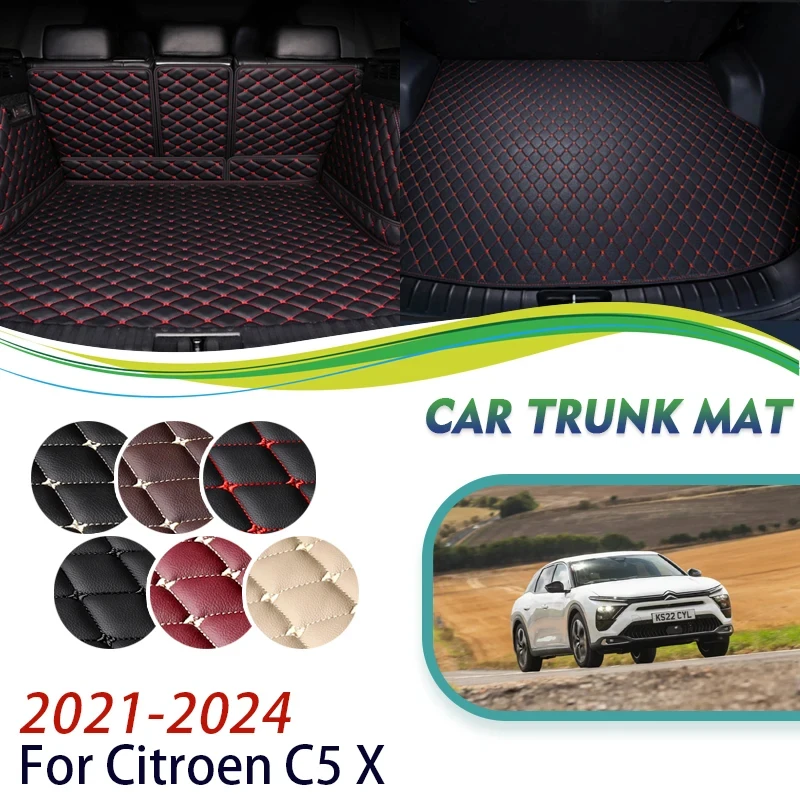 

Коврик для хранения в заднем багажнике автомобиля для Citroen C5 X C5X 2021 2022 2023 2024 5 мест, противогрязный чехол, кожаный коврик для багажника, грязевые автомобильные аксессуары