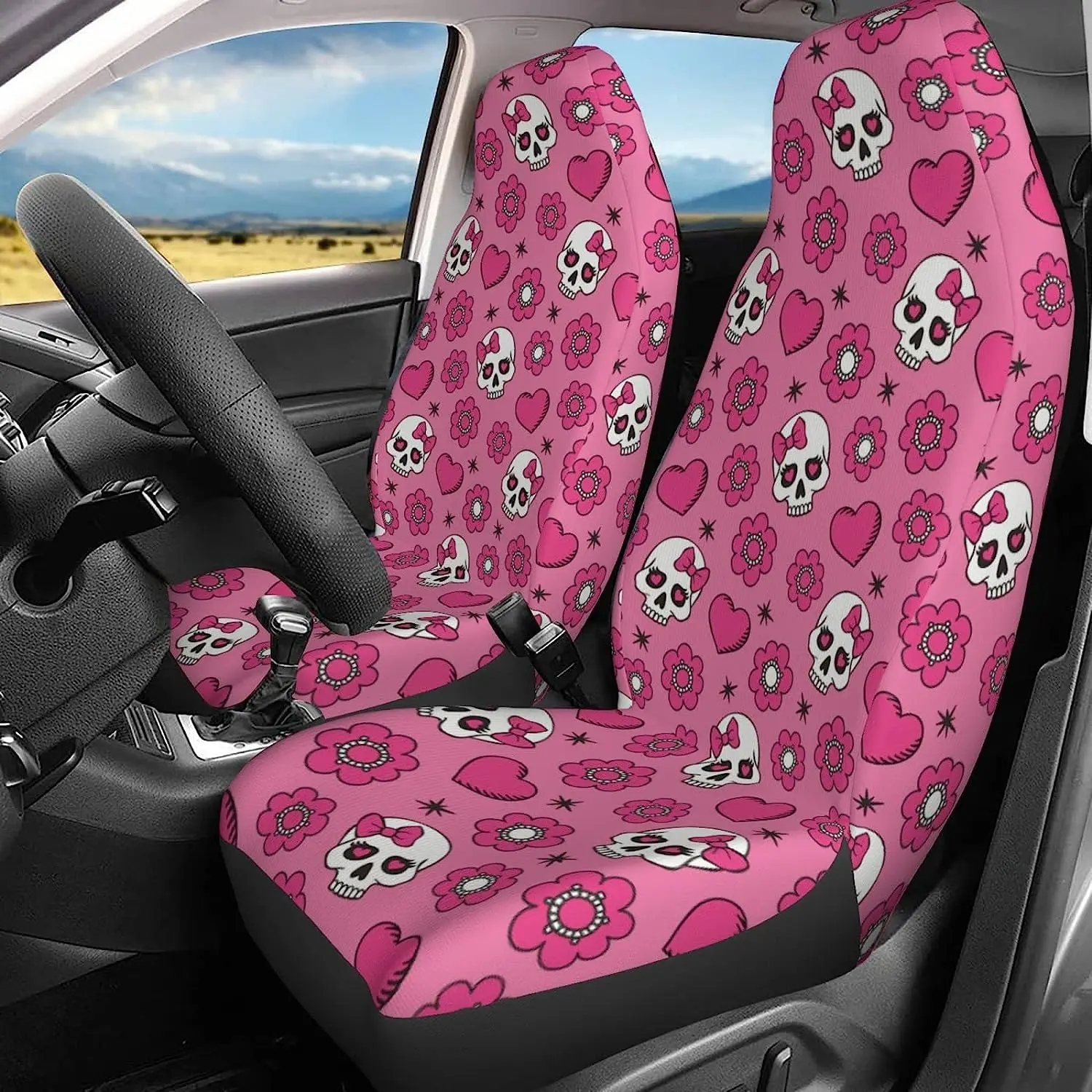 Pink Snakeskin Print Car Seat Covers