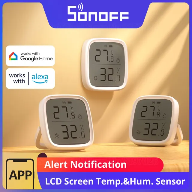 1-10PCS SONOFF SNZB-02D Zigbee LCD Screen Smart Temperature Humidity Sensor APP Monitoring Work with Alexa Google via ZBBridge-P