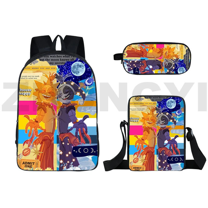 Grande Capacità College Adolescente Fnaf Sundrop Moondrop Zaini 3D 16 Pollici Fashion Fancy High School Bags Canvas Mens Bookbag