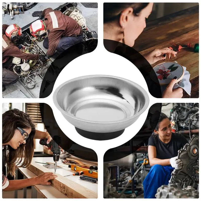 Magnet Bowl Parts Holder Stainless Steel Dish Parts Tray Screw Bowl Magnetic Bolt Holder Tray Portable Versatile Magnet Parts 2