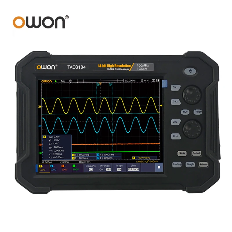 Handheld Digital Oscilloscope OWON TAO3074 TAO3104 4CH 100MHz 1GS/s 40M Record Length 8inch Multi-trigger Bus Decoding Function