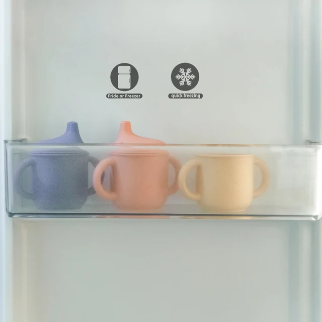 Tazze Apprendimento Silicone Per Bambini 6-12 Mesi - Set 2 Tazze Aperte Con Indicatori, Anti-Rovescio