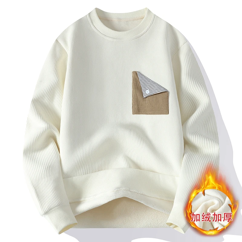 

2023 Autumn Winter Sweaters Men Casual Striped Round Neck Knitted Pullovers Man Hong Kong Style Striped Couple Warm Sweatshirt