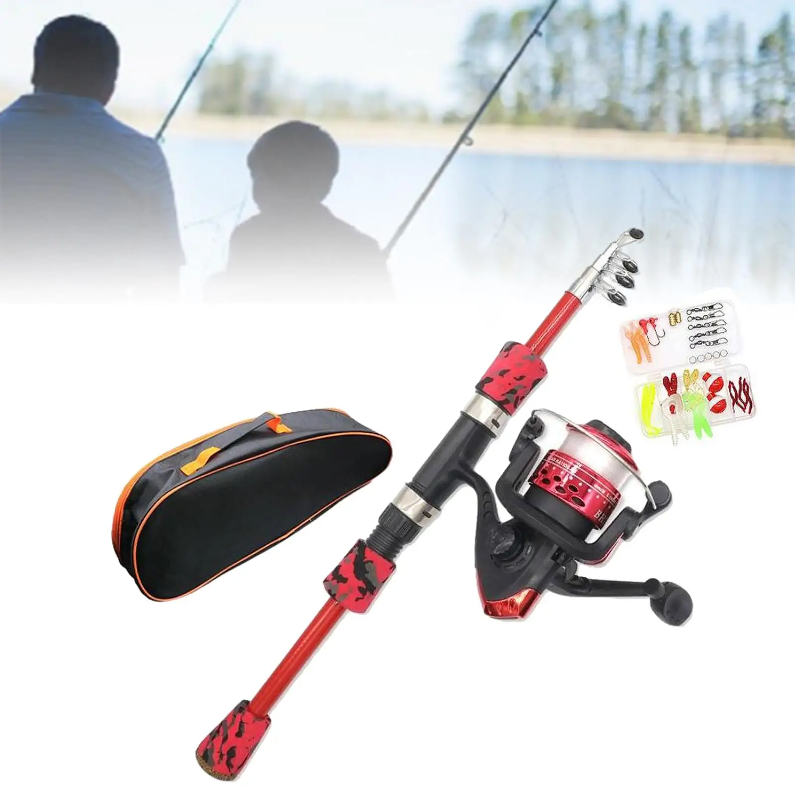 Kids Fishing Rod Set Outdoor with Travel Bag Telescopic Fishing Rod and Reel