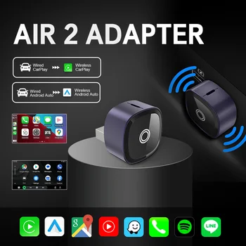Nuevo Adaptador CarPlay inalámbrico XUDA 2 en 1 y adaptador inalámbrico automático Android, 5Ghz WiFi tipo C/USB Plug Play CarPlay inalámbrico 1
