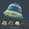 Women Crochet Bucket hat  Handmade  Summer Knit Hat Striped Beanie  Beach hat woman  designer luxury 1