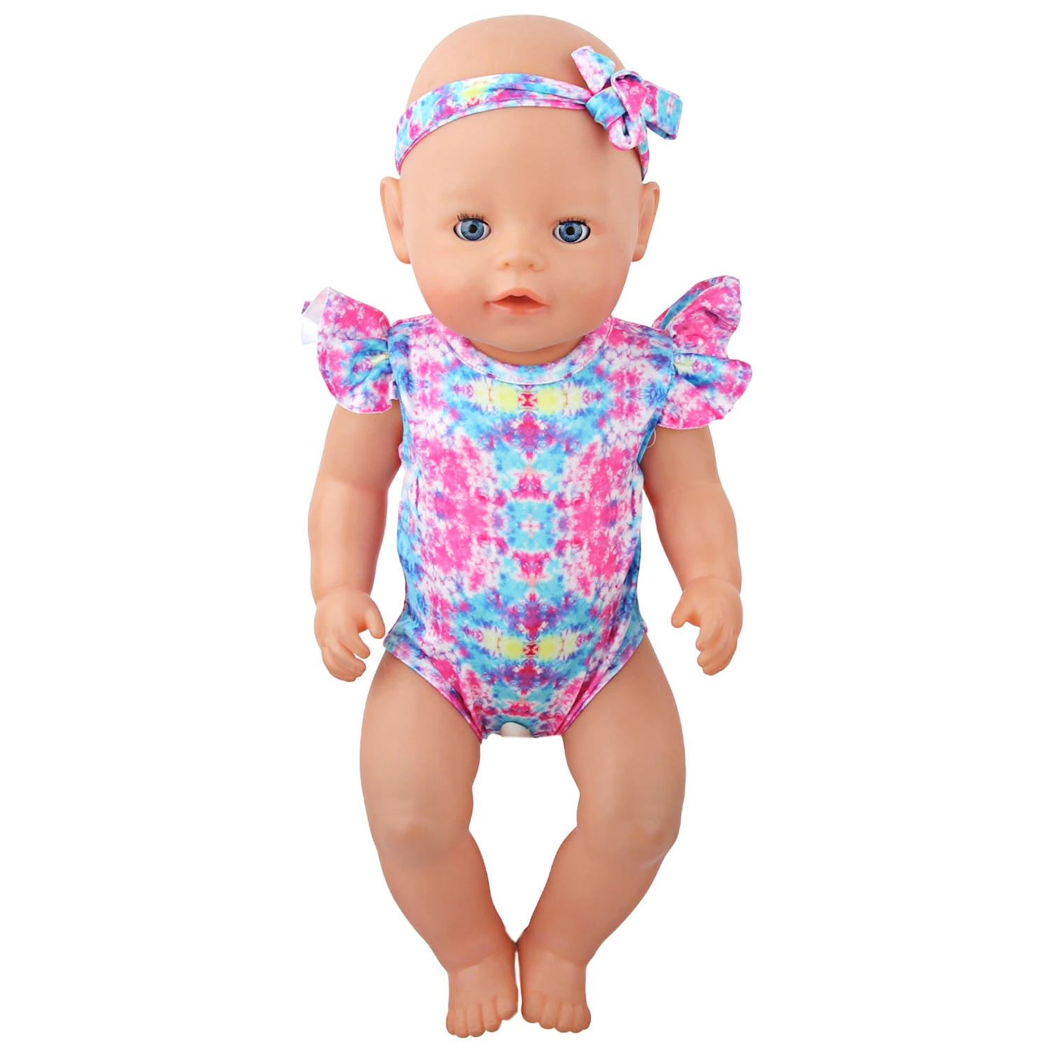 Leopard Print Wave Style Swimsuit For 43cm Baby New Born and 18 inch American doll girls, Generation Baby Clothing accessories