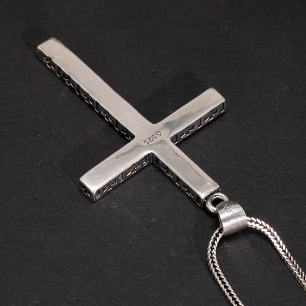 Real Solid 925 Sterling Silver Crosses For Men Christian Black Jesus Pendant Couples Women Lovers Fine Jewelry pendant necklace silver necklace silver pendant silver necklace charms