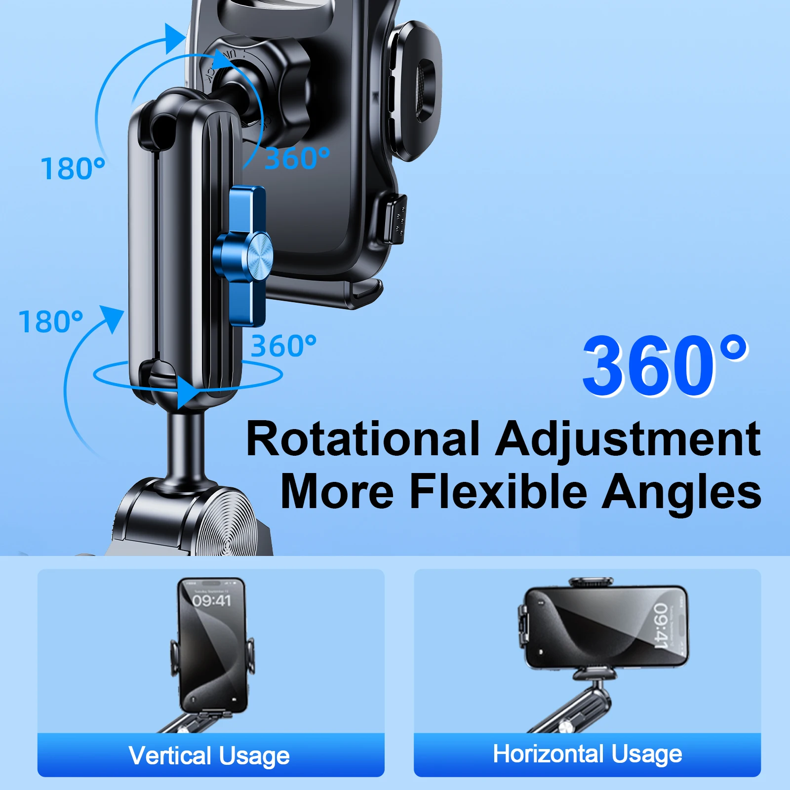 Eary Bicycle Phone Holder 360°Rotatable Aluminum Metal Mountain Bike Motorcycle Phone Mount Stand Clip for 4.7-7.1 All Phone