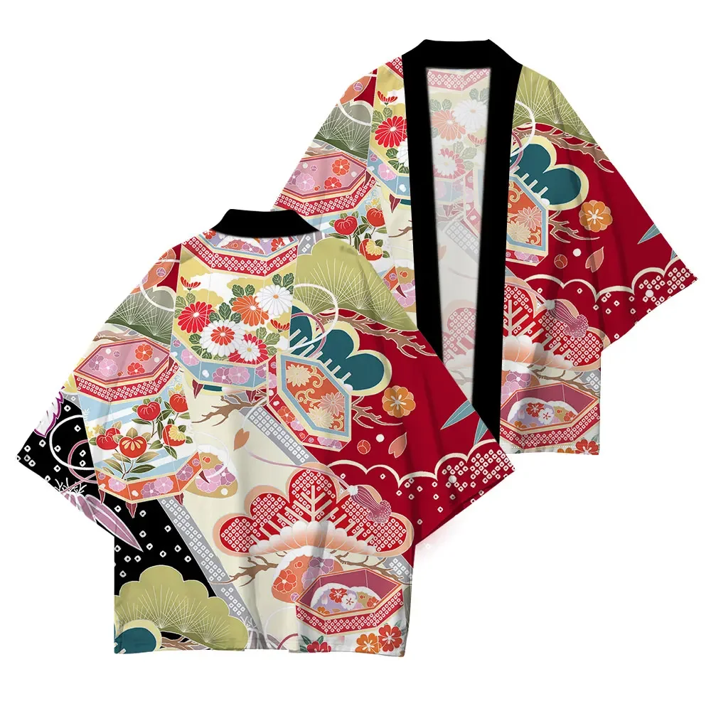 

Кимоно для мужчин и женщин с 3D-принтом, свободный пляжный кардиган в стиле Харадзюку, традиционная культура, юката, 2023