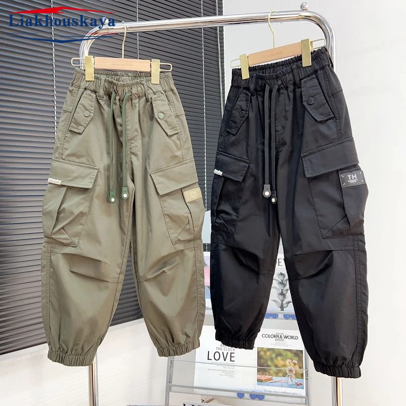 Cargo Pants For Boys Spring Autumn Children Trousers Casual Kids Streetwear Pants For 110-170cm
