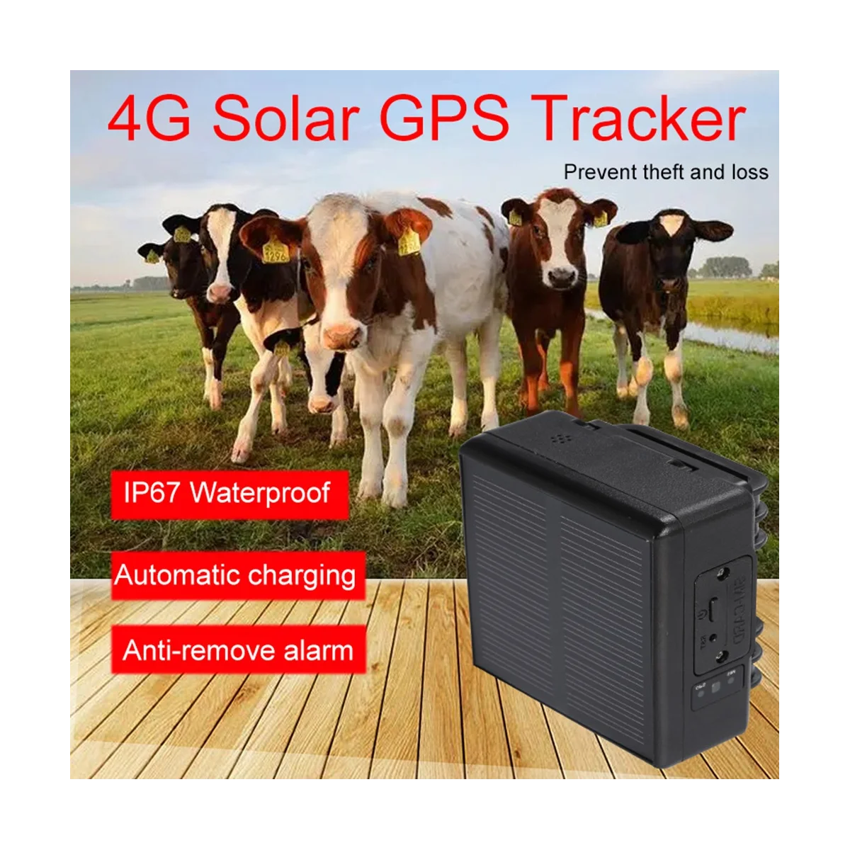 

Solar GPS Tracker 4G GPS Tracker Waterproof IP66 4000MAh WIFI Cattle Cow Sheep Horse Camel Tracking Device Pets Person