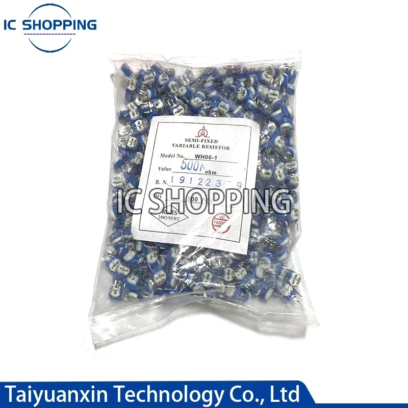 500PCS RM063 WH06-1 100 200 500 1K 10K 2K 5K 20K 30K 50K 200K 500K 2M Ohm 504 Trimpot Trimmer Potentiometer Variable Resistor 130pcs 3 3 trimpot trimmer potentiometer kit variable resistor kit 10r 1m 3x3 smd potentiometer resistance 10 ohm 1m ohm