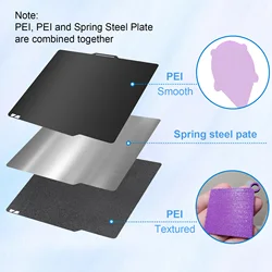 Enhanced Build Plate for 3D Printer - 257x257mm Spring Steel Sheet with PEI Coating (Smooth Texture PEI)
