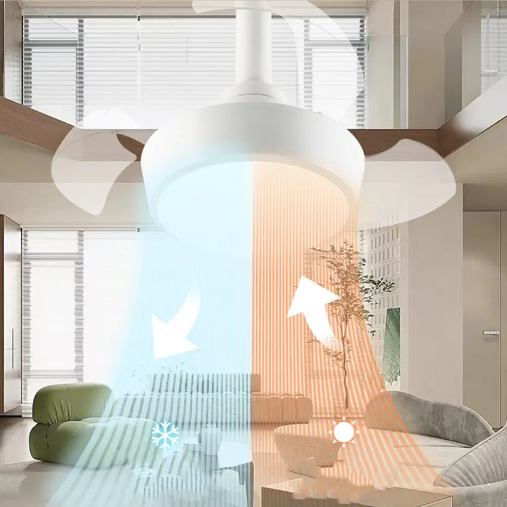 Air Circulation Fan 52cm 48w Bright 2-in-1 Ceiling Fan with Remote Control and 3 Adjustable Color Light for Bedroom