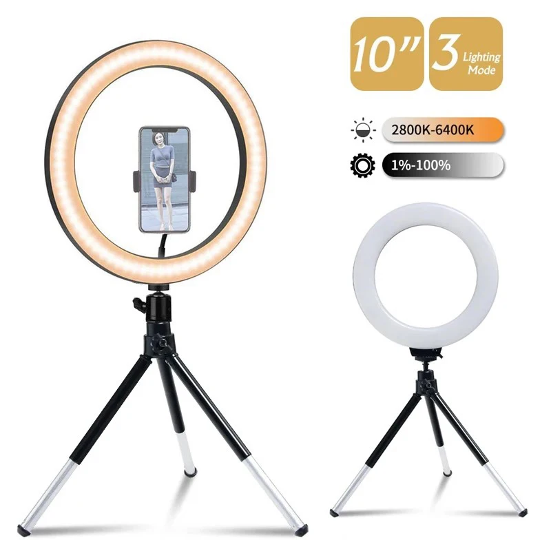 12 Pollici Led Photography Ringlight 3 Modalità Dimmerabile Selfie Ring Light Con Mini Treppiede Per Tiktok Video Live Makeup Fill Lamp