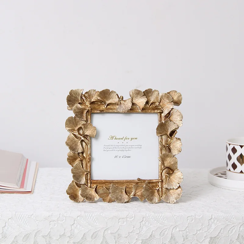 Creative Retro Golden American Ginkgo Leaf 4 Inch 6 Inch Photo Frame photo frame wood picture frame Suitable for Decorative Painting