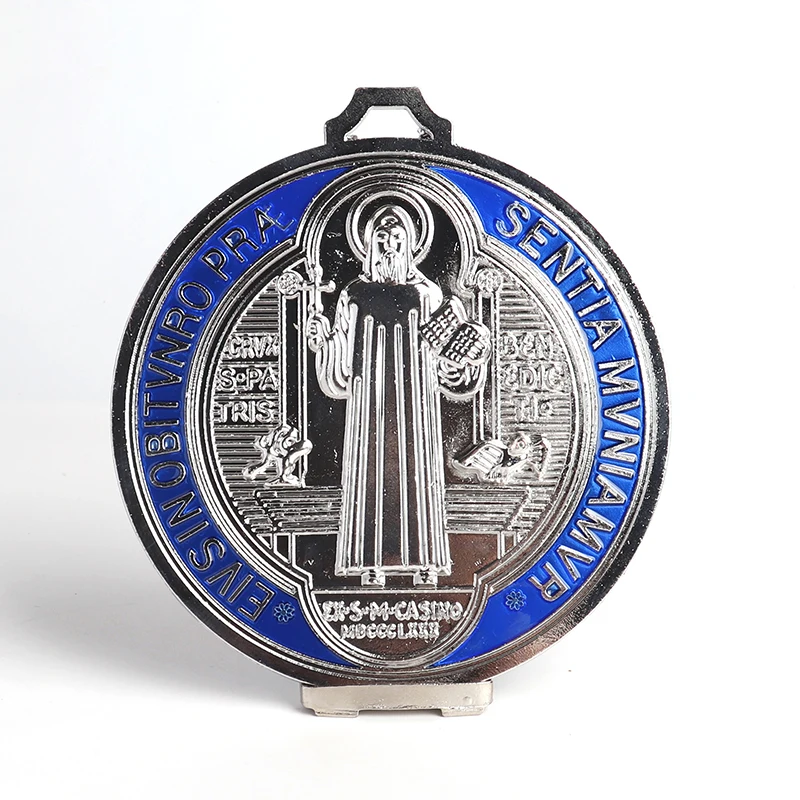 Retro Color St. Benedict Cross Ornament Pendant Gift Catholic Christian Religion Icon Home Car Decoration Articulos Religiosos
