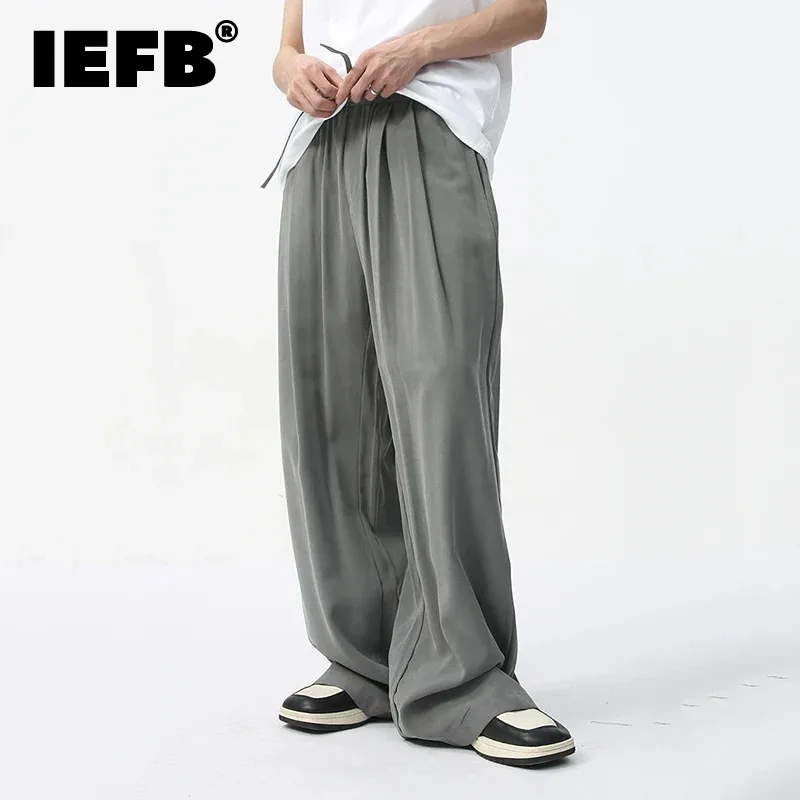 

IEFB Men's Casual Pants Korean Style Simple Solid Color Fashion Trend Loose Male Wide Leg Straight Tube Trousers 2024 New 9C5677