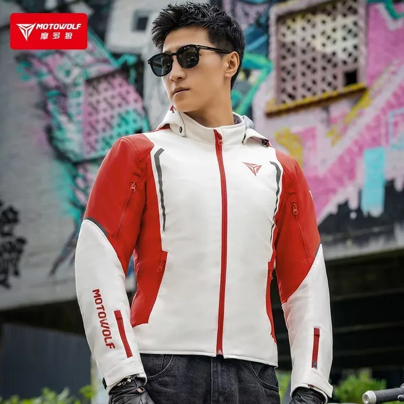 모토울프 방수 오토바이 재킷 남성 레이싱 수트 방수 방풍 보온 오토바이 운전자용 웨어러블 오토바이 재킷