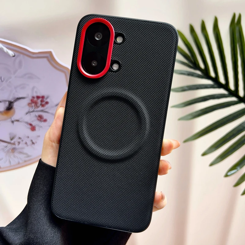 Enhanced Protective Case with Magnetic Soft TPU and Diamond Pattern Leather Back - Anti-Fingerprint Cover