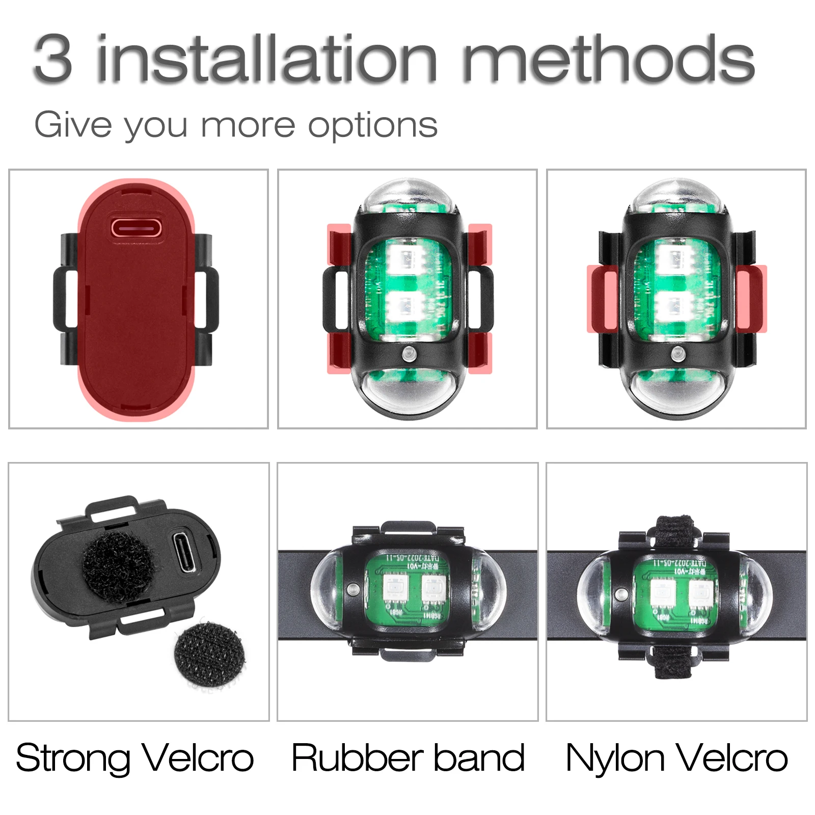 SETTO LED Anti-collision Warning Light Mini Signal Light Drone with Strobe 4 Colors RGB Turn Signal Indicator Motorcycle