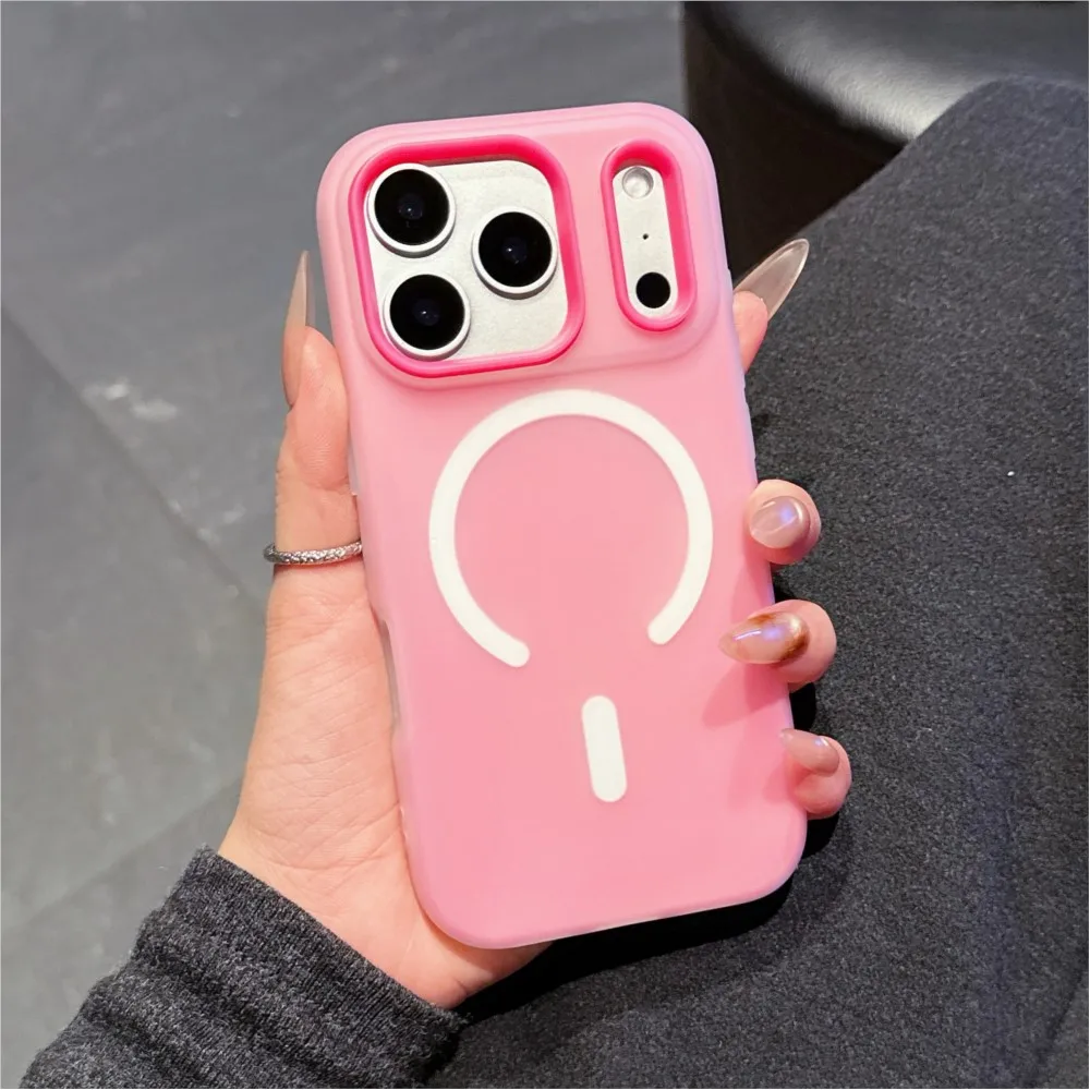 Candy Color Matte 2-in-1 Magnetic Wireless Charging Phone Case Cover