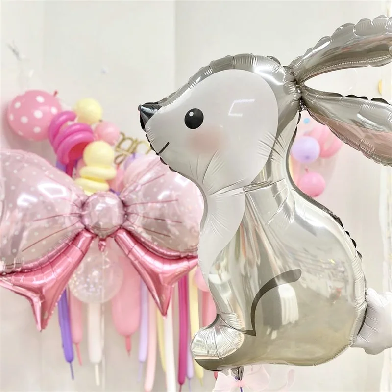 1 Pz Palloncino Coniglietto Grigio Orecchie Lunghe Coniglio Palloncino Elio Baby Shower Matrimonio Festa Di Compleanno Decorazione Palloncino In Allum