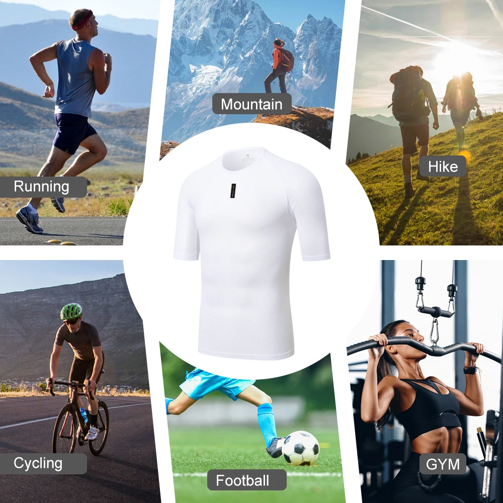 Men Cycling Base Layer Summer Breathable Quick Dry Cycling Undershirt MTB Road Bike Underwear Mesh Bicycle Cycle Jersey HISERWA