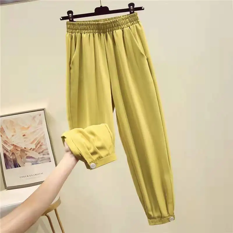 

Chiffon Lantern Pants Women's Spring/summer 2023 New Elastic Waist Loose Casual Pants 9-point Harlan Pants Leggings