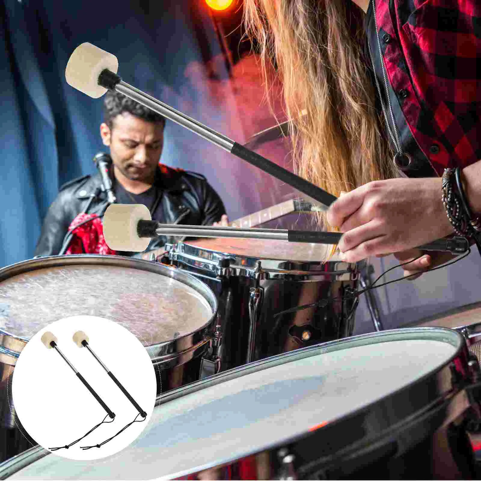 

1Pair Creative Percussion Drumstick Long Handle Drumstick Stainless Steel Mallet