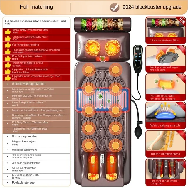 Coussin électrique intelligent pour la colonne cervicale, coussin de massage perfectionné, 5 en 1, initié à la taille 6