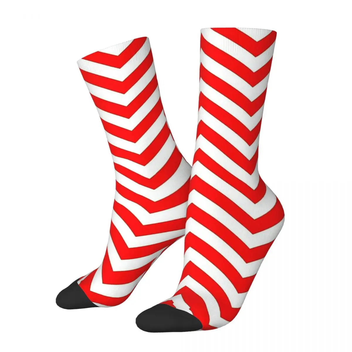 

Red And White Zig Zag Geometric Patterns Unisex Winter Socks Warm Happy Socks Street Style Crazy Sock