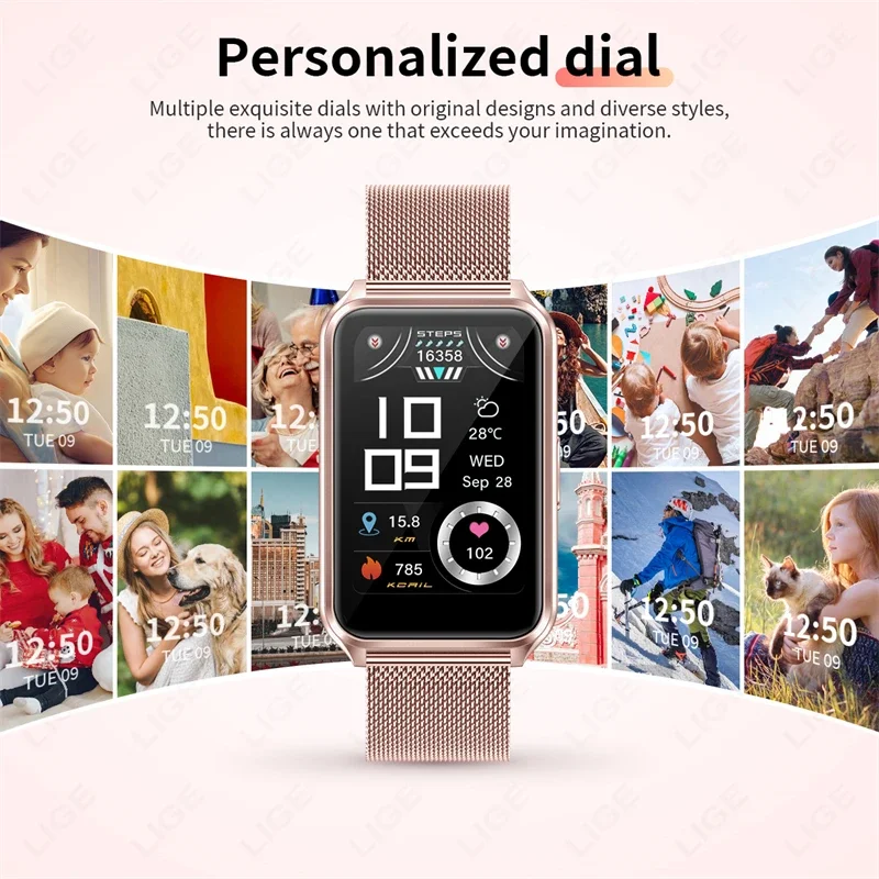 LIGE 1.57" Smartwatch Women Bluetooth Connected Phone Health Monitor Fashion Women's Bracelet Sport Fitness AI Voice Smart Watch 6
